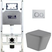 Унитаз подвесной с инсталляцией WeltWasser Amberg 506 ST+Gelbach 004 MT-GR+ Amberg RD-WT
