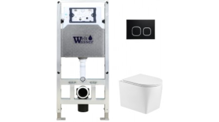 Унитаз подвесной с инсталляцией WeltWasser Amberg 506 ST + Nesenbach 004 GL-WT + Amberg RD-BL