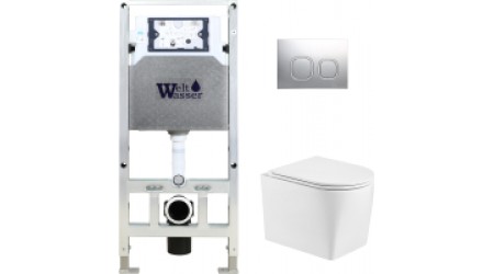 Унитаз подвесной с инсталляцией WeltWasser Amberg 506 ST + Nesenbach 004 GL-WT + Amberg RD-CR