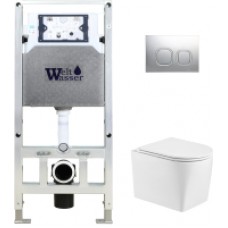 Унитаз подвесной с инсталляцией WeltWasser Amberg 506 ST + Nesenbach 004 GL-WT + Amberg RD-MT CR