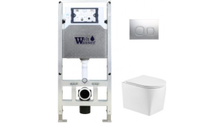 Унитаз подвесной с инсталляцией WeltWasser Amberg 506 ST + Nesenbach 004 GL-WT + Amberg RD-MT CR