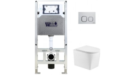 Унитаз подвесной с инсталляцией WeltWasser Amberg 506 ST + Nesenbach 004 GL-WT + Amberg RD-WT