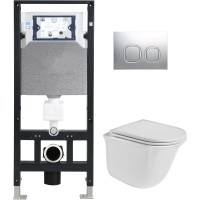 Унитаз подвесной с инсталляцией WeltWasser Amberg 506 + Telbach 004 GL-WT + Amberg RD-MT CR