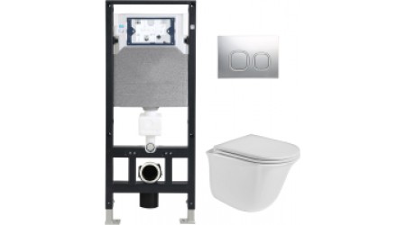 Унитаз подвесной с инсталляцией WeltWasser Amberg 506 + Telbach 004 GL-WT + Amberg RD-MT CR