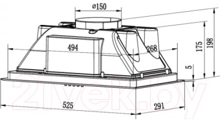 Вытяжка скрытая Krona Ameli Light 600 PB / КА-00002597  (нержавеющая сталь)