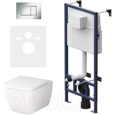 Унитаз подвесной с инсталляцией AM.PM IS70251.901701 (с сиденьем и кнопкой смыва)