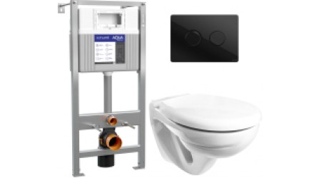 Унитаз подвесной с инсталляцией Керамин Гранд R + Aqua Prime P 50Z А63476 + P-BU-ACN-CIR-PN/Bl/Gl