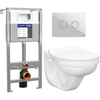 Унитаз подвесной с инсталляцией Керамин Гранд R Slim + Aqua Prime P 50Z А63476 + P-BU-ACN-CIR-PN/Wh/Gl
