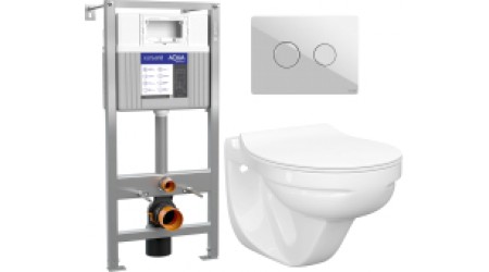 Унитаз подвесной с инсталляцией Керамин Гранд R Slim + Aqua Prime P 50Z А63476 + P-BU-ACN-CIR-PN/Wh/Gl 