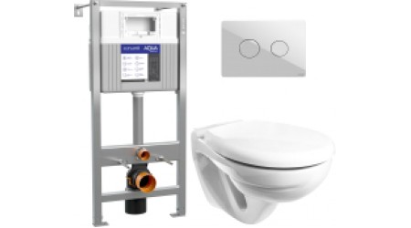 Унитаз подвесной с инсталляцией Керамин Гранд R + Aqua Prime P 50Z А63476 + P-BU-ACN-CIR-PN/Wh/Gl