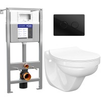 Унитаз подвесной с инсталляцией Керамин Гранд R Slim + Aqua Prime P 50Z А63476 + P-BU-ACN-CIR-PN/Bl/Gl