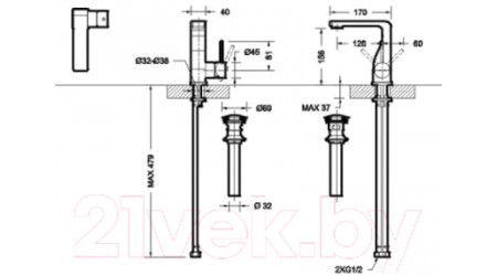 Смеситель Bravat ARC F16061C-2-ENG 