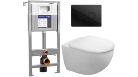 Унитаз подвесной с инсталляцией Duravit Architec Rimless 45720900A1 + 50Z/А63476 + P-BU-ACN-CIR-PN/Bl/Gl