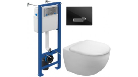 Унитаз подвесной с инсталляцией Duravit Architec Rimless 45720900A1 + S-IN-MZ-VECTOR + P-BU-ACT/Blg/Gl