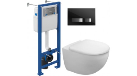 Унитаз подвесной с инсталляцией Duravit Architec Rimless 45720900A1 + S-IN-MZ-VECTOR + P-BU-MOV/Blg/Gl