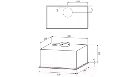 Вытяжка скрытая Krona Arven 600 S / КА-00005644 (белый)
