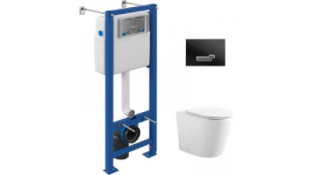 Унитаз подвесной с инсталляцией Aquanet Atago 2.0 W 243548 + S-IN-MZ-VECTOR + P-BU-ACT/Blg/Gl