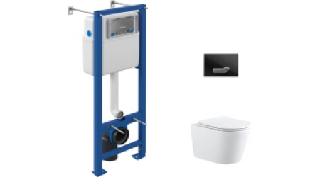 Унитаз подвесной с инсталляцией Aquanet Atago 2.0 W 243549 + S-IN-MZ-VECTOR + P-BU-ACT/Blg/Gl