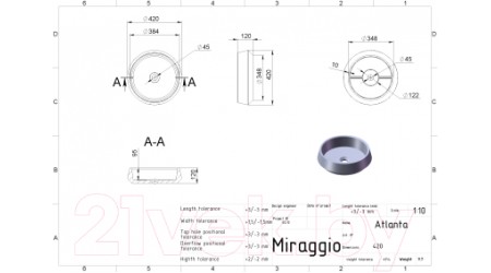Умывальник Miraggio Atlanta