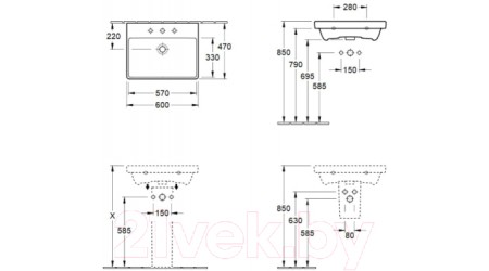 Умывальник Villeroy & Boch Avento 4158-60-01