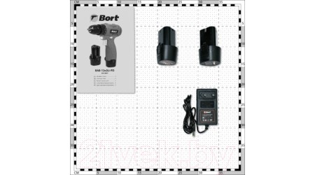 Аккумуляторная дрель-шуруповерт Bort BAB-12X2LI-PD (с 2-мя АКБ, 93414097)