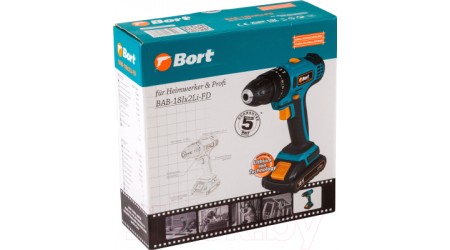 Аккумуляторная дрель-шуруповерт Bort BAB-18Ix2Li-FD (91275998)
