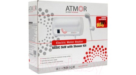 Электрический проточный водонагреватель Atmor Basic 5кВт (3705015/3520064)