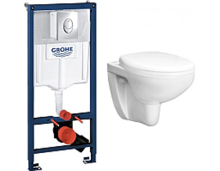 Унитаз подвесной с инсталляцией GROHE Bau 39427000 + 39493000 + 38721001