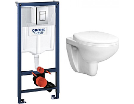 Унитаз подвесной с инсталляцией GROHE Bau 3 39427000 + 39493000 + 38772001
