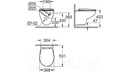 Унитаз подвесной с инсталляцией GROHE Bau Ceramic 39351000 + 10.702.45B.02.19 (с микролифтом)
