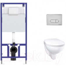 Унитаз подвесной с инсталляцией GROHE Bau Ceramic 39351000 МЛ + Novum 525 040000 + D3 040033