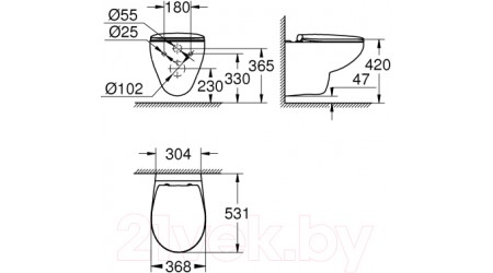 Унитаз подвесной с инсталляцией GROHE Bau Ceramic 39351000 МЛ + Novum 525 040000 + F5 040055