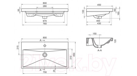 Умывальник BelBagno BB-0322-80-LVB