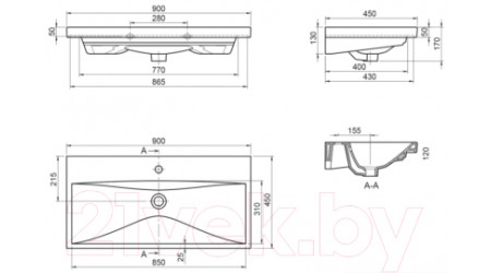 Умывальник BelBagno BB-0323-90-LVB