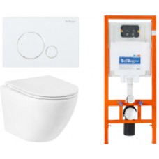 Унитаз подвесной с инсталляцией BelBagno BB046CHR/BB2111SC/BB002-80/BB014-SR-BIANCO