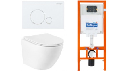 Унитаз подвесной с инсталляцией BelBagno BB046CHR/BB2111SC/BB002-80/BB014-SR-BIANCO