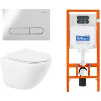 Унитаз подвесной с инсталляцией BelBagno BB051CHR/BB051SC/BB002-80/BB005-PR-CHROME