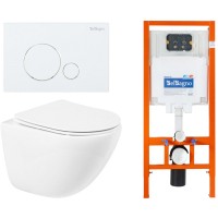 Унитаз подвесной с инсталляцией BelBagno BB051CHR/BB051SC/BB002-80/BB014-SR-BIANCO