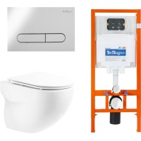 Унитаз подвесной с инсталляцией BelBagno BB066CHR/BB870SC/BB002-80/BB005-PR-CHROME