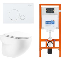 Унитаз подвесной с инсталляцией BelBagno BB066CHR/BB870SC/BB002-80/BB014-SR-BIANCO