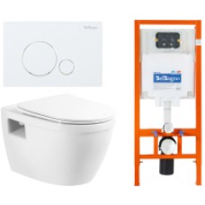 Унитаз подвесной с инсталляцией BelBagno BB070CHR/SC/BB002-80/BB014-SR-BIANCO
