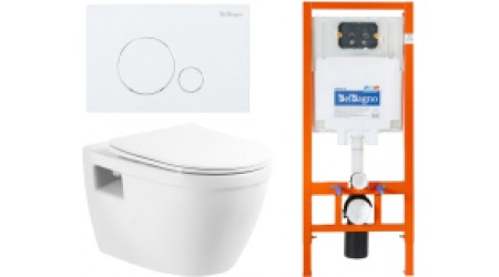 Унитаз подвесной с инсталляцией BelBagno BB070CHR/SC/BB002-80/BB014-SR-BIANCO