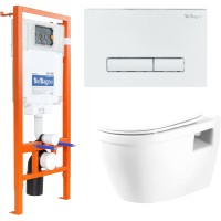 Унитаз подвесной с инсталляцией BelBagno BB070CHR/SC/BB002-80/BB018-GV-BIANCO