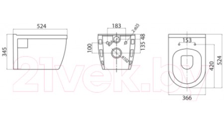 Унитаз подвесной с инсталляцией BelBagno BB070CHR/SC/BB026/BB042BL