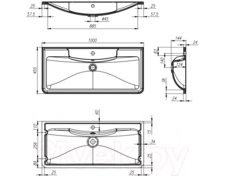Умывальник BelBagno BB1000/455-LV-MR-ALR