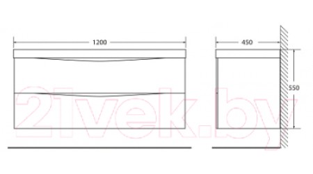 Умывальник BelBagno BB1200/450-LV-MR-PR
