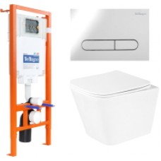 Унитаз подвесной с инсталляцией BelBagno BB3103CHR/SC/BB002-80/BB005-PR-CHROME