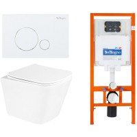Унитаз подвесной с инсталляцией BelBagno BB3103CHR/SC/BB002-80/BB014-SR-BIANCO