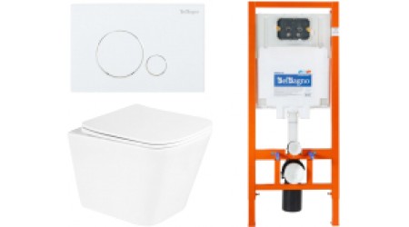 Унитаз подвесной с инсталляцией BelBagno BB3103CHR/SC/BB002-80/BB014-SR-BIANCO