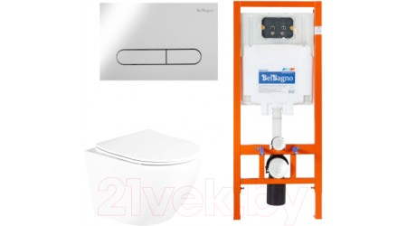 Унитаз подвесной с инсталляцией BelBagno BB3105CHR/SC/BB002-80/BB005-PR-CHROME